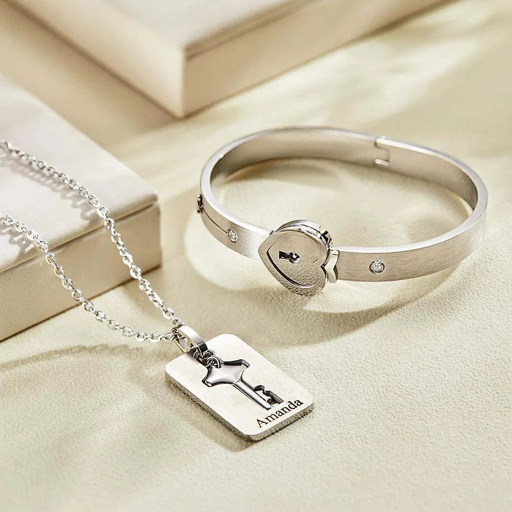 Couple lock bracelet